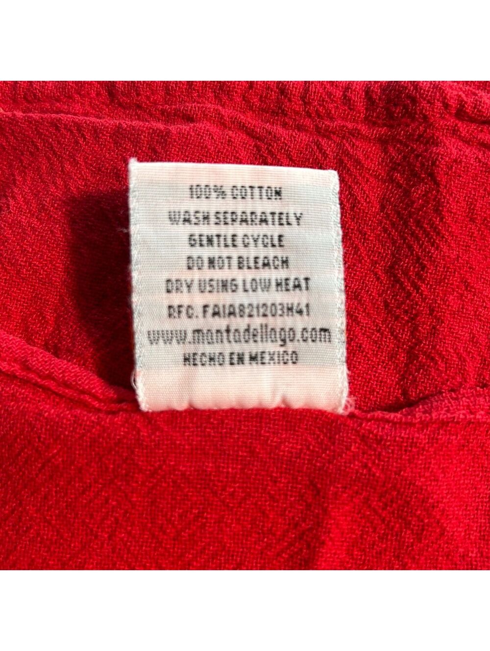 Manta del Lago NWT Women's Bohemian Red Short Sleeve Cotton Top Medium Casual - Picture 7 of 7